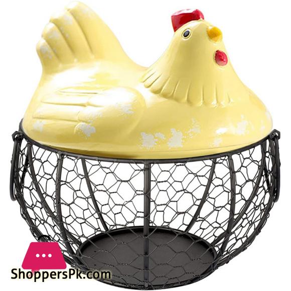 Egg Basket Eggs Holder Basket Organizer Storage Wrought Wire Restaurant Storage Basket Kitchen Hen Decor