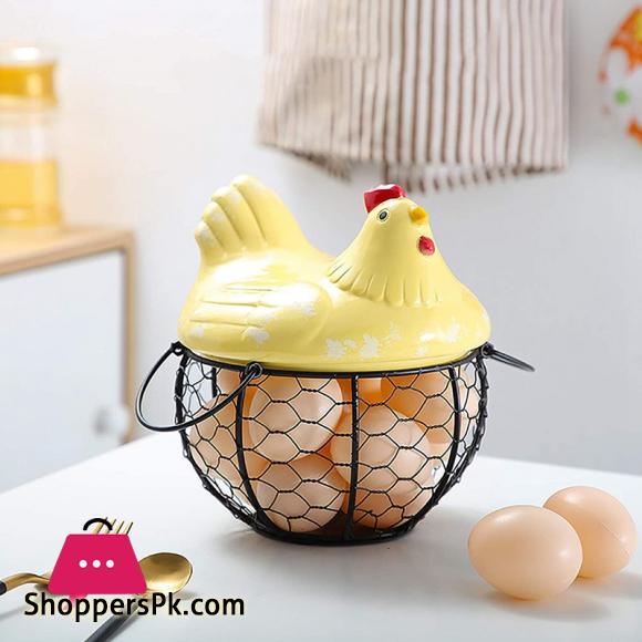 Egg Basket Eggs Holder Basket Organizer Storage Wrought Wire Restaurant Storage Basket Kitchen Hen Decor
