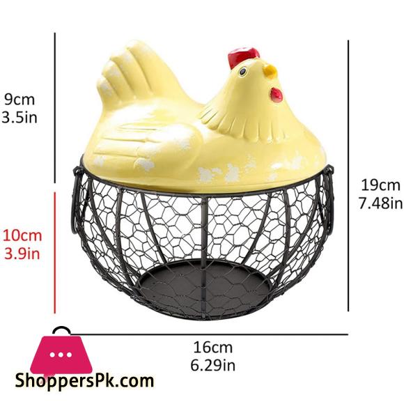 Egg Basket Eggs Holder Basket Organizer Storage Wrought Wire Restaurant Storage Basket Kitchen Hen Decor