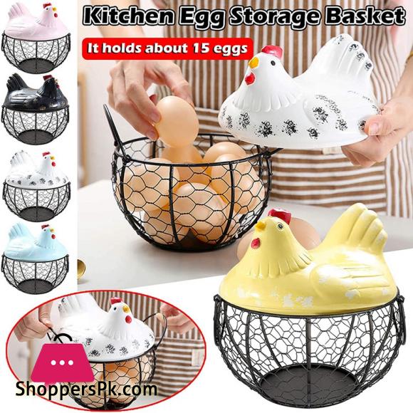 Egg Basket Eggs Holder Basket Organizer Storage Wrought Wire Restaurant Storage Basket Kitchen Hen Decor