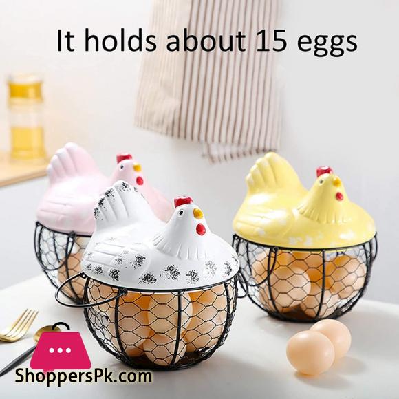 Egg Basket Eggs Holder Basket Organizer Storage Wrought Wire Restaurant Storage Basket Kitchen Hen Decor