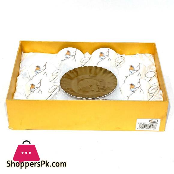 Angela Gold finch Cup and Saucer Set 6 - Pcs Set - BRD251