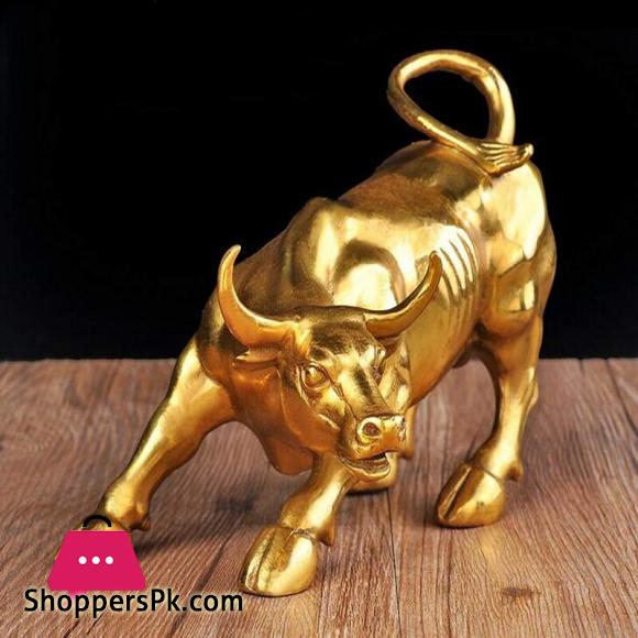 Golden Wall Street Bull OX Figurine Sculpture Bull Statue Home Office Decoration