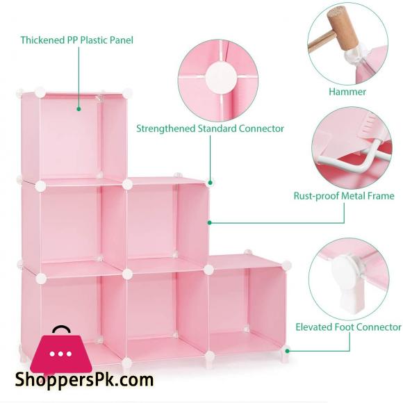 Intelligent Plastic Portable Cube Cabinet with hanging – 6 Cube Flower Design