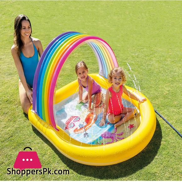 Intex Rainbow Arch Spray Pool Infltable Kids Pool for Ages 2+ MultiColor