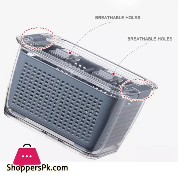 Kitchen Plastic Storage Box Fruit Fresh-Keeping Box Refrigerator Mesh Sieve Storage Organizer Basket Kitchen Tool,S