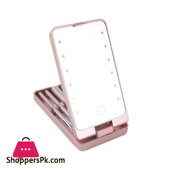 LED Makeup Cosmetic Mirror With LED Full Set Of Brushes Travel Portable Mirror Stroage Box Storage Makeup Organizer Mirror Box
