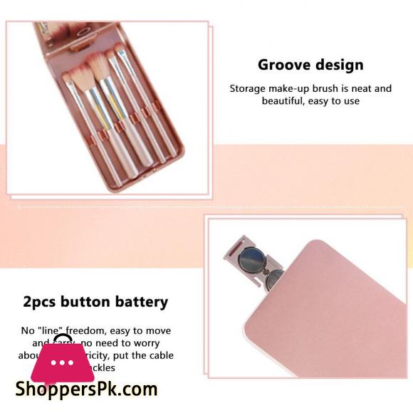 LED Makeup Cosmetic Mirror With LED Full Set Of Brushes Travel Portable Mirror Stroage Box Storage Makeup Organizer Mirror Box