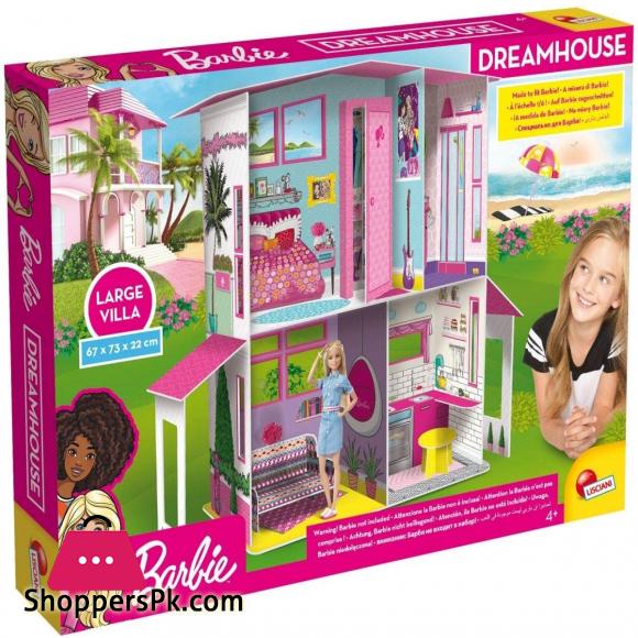 Liscianigiochi Barbie Dream House Pretend Play Doll House Two - Storey Villa, Arrange Furniture and Decorate with 3D Stickers