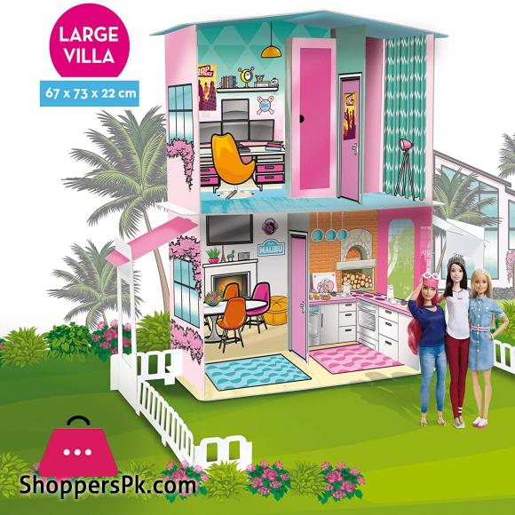 Liscianigiochi Barbie Dream House Pretend Play Doll House Two - Storey Villa, Arrange Furniture and Decorate with 3D Stickers