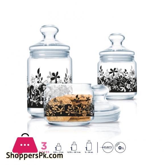 Luminarc Decorative Eden Black Jar Set of 3