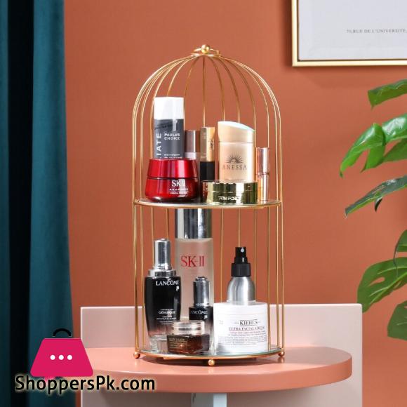Makeup Organizer 2 Layers Jewelry Box Cosmetic Organizer Perfume Shelf Holder Bathroom Organizer