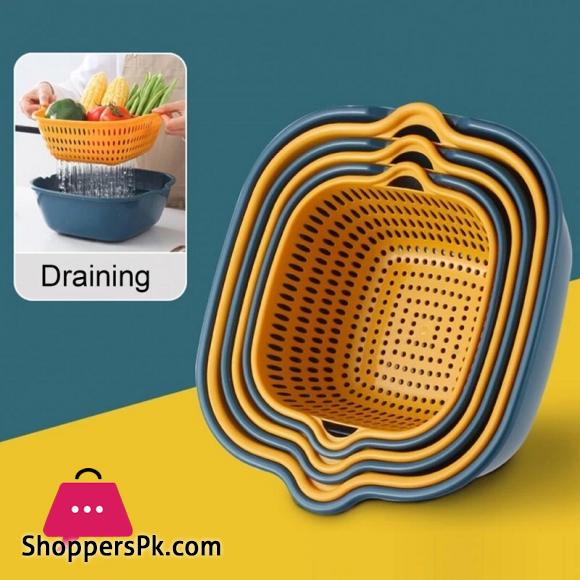 Multi functional Draining Basket 2 Tiers Space Saving Plastic Dishwashing Basket