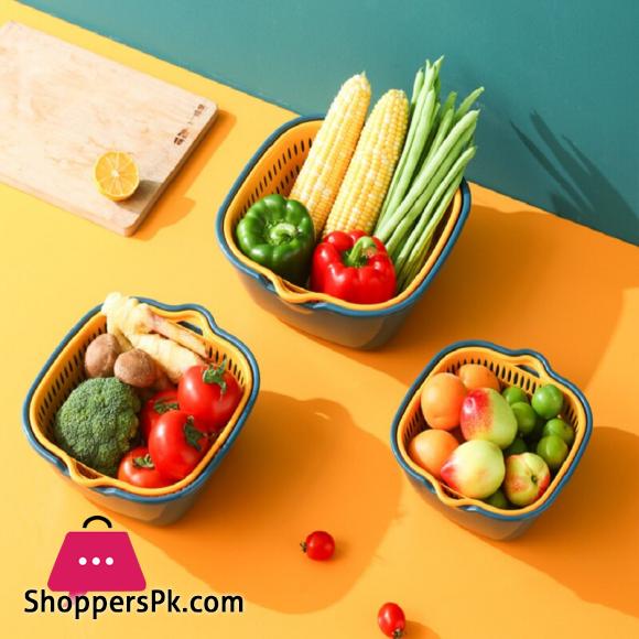 Multi functional Draining Basket 2 Tiers Space Saving Plastic Dishwashing Basket