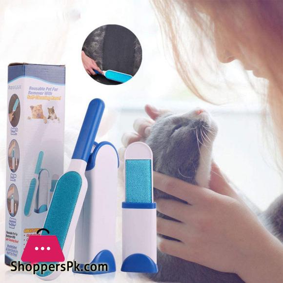 Pet Hair Remover Brush Efficient Double Sided Dog & Cat Hair Removal Tool with Self-Cleaning Base Perfect for Clothing Furniture Couch Carpet