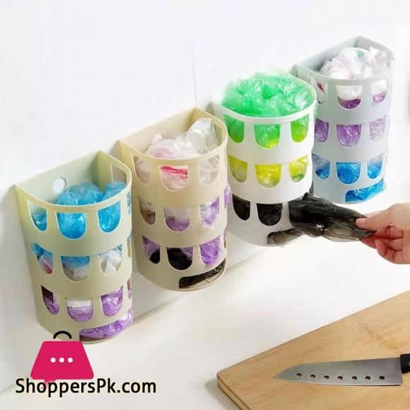 Plastic Trash Bag Holder Trash Basket Wall Hanging Storage Box Organizer Kitchen Accessories