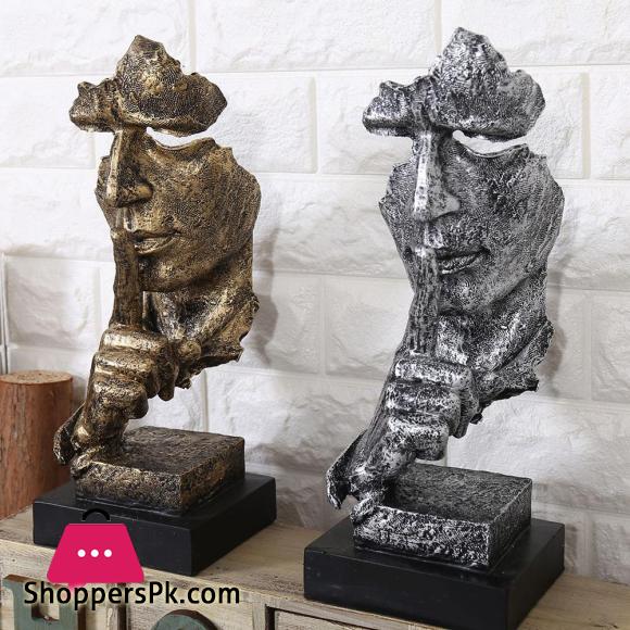 Resin Silence Is Gold Abstract Modern Sculpture Art Sculpture Statues Decoration Craft Figurine Ornament Home Office Decor