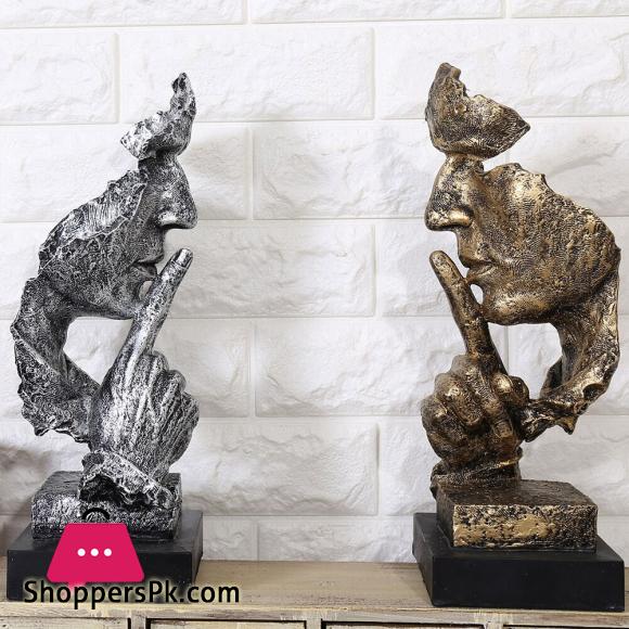 Resin Silence Is Gold Abstract Modern Sculpture Art Sculpture Statues Decoration Craft Figurine Ornament Home Office Decor