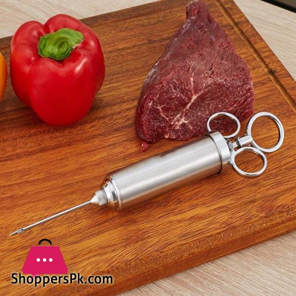 Seasoning Injection Marinade Injectors Turkey Meat Injectors Spice Flavor 2 Oz Stainless steel Sausage Syringe Cooking Syringe
