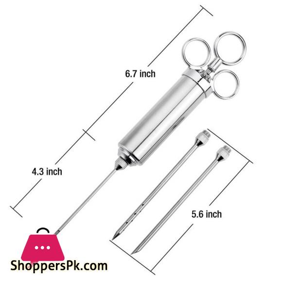 Seasoning Injection Marinade Injectors Turkey Meat Injectors Spice Flavor 2 Oz Stainless steel Sausage Syringe Cooking Syringe