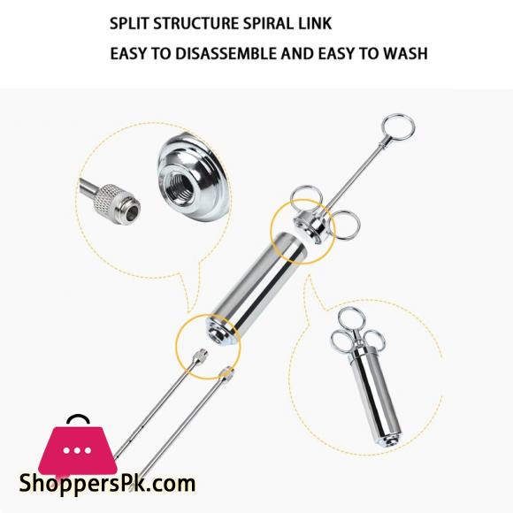 Seasoning Injection Marinade Injectors Turkey Meat Injectors Spice Flavor 2 Oz Stainless steel Sausage Syringe Cooking Syringe