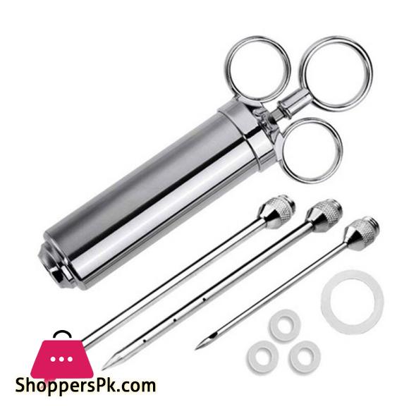 Seasoning Injection Marinade Injectors Turkey Meat Injectors Spice Flavor 2 Oz Stainless steel Sausage Syringe Cooking Syringe