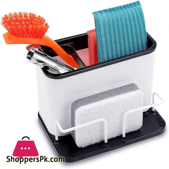 Sinkware Caddy Organizer with Drain - Sink Caddy Holder for Cleaning Brush & Sponge & Dish Wand on Counter