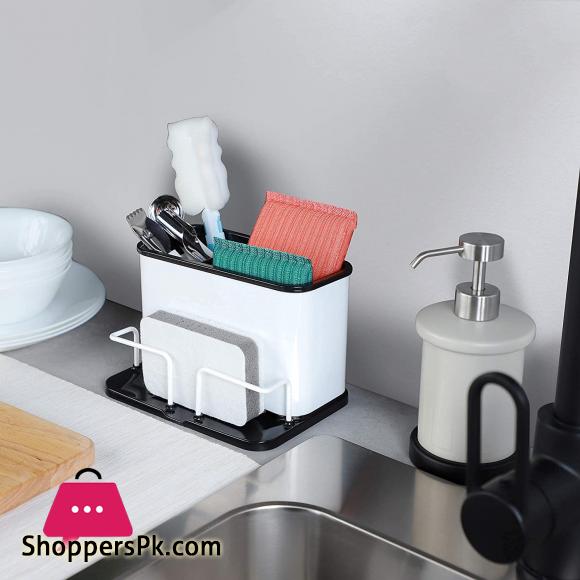 Sinkware Caddy Organizer with Drain - Sink Caddy Holder for Cleaning Brush & Sponge & Dish Wand on Counter