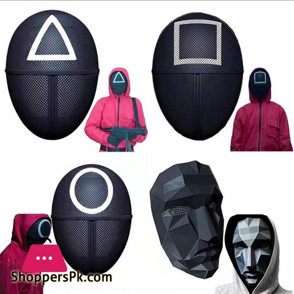 Squid Game Mask Coser Cosplay Triangle Square Circle Plastic Full Face Masks Korean TV Halloween Party Props 1-Pcs