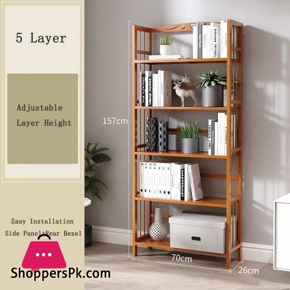 Vintage Bamboo Floor Landing Shelf Stand Rack Open Storage Shelves Organizer Cabinets Rustic Showcase for Living Room Office Home