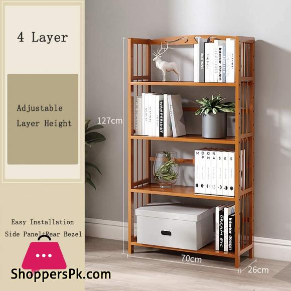 Vintage Bamboo Floor Landing Shelf Stand Rack Open Storage Shelves Organizer Cabinets Rustic Showcase for Living Room Office Home