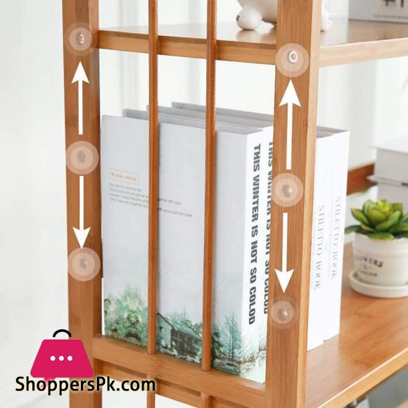 Vintage Bamboo Floor Landing Shelf Stand Rack Open Storage Shelves Organizer Cabinets Rustic Showcase for Living Room Office Home