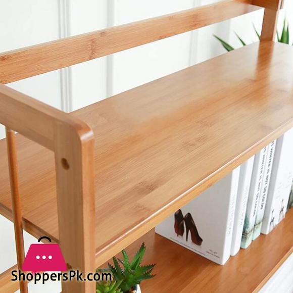 Vintage Bamboo Floor Landing Shelf Stand Rack Open Storage Shelves Organizer Cabinets Rustic Showcase for Living Room Office Home