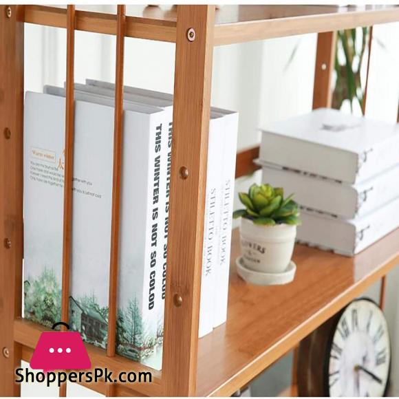 Vintage Bamboo Floor Landing Shelf Stand Rack Open Storage Shelves Organizer Cabinets Rustic Showcase for Living Room Office Home