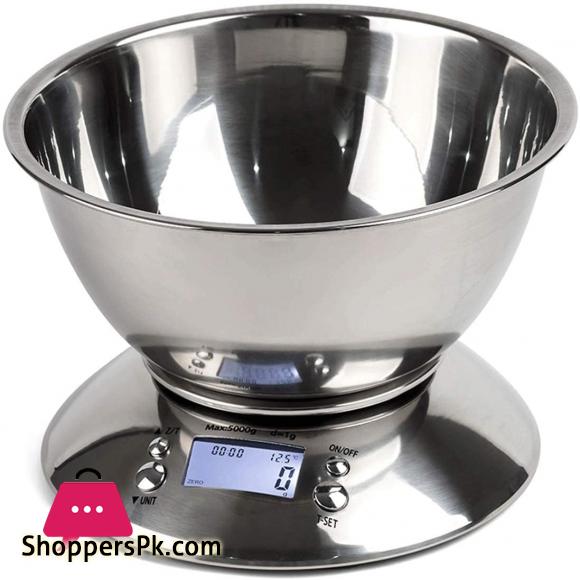 WWL Digital Kitchen Scale High Accuracy 11lb/5kg Food Scale With Removable Bowl Stainless Steel Kitchen Scales Load Bearing : 5Kg