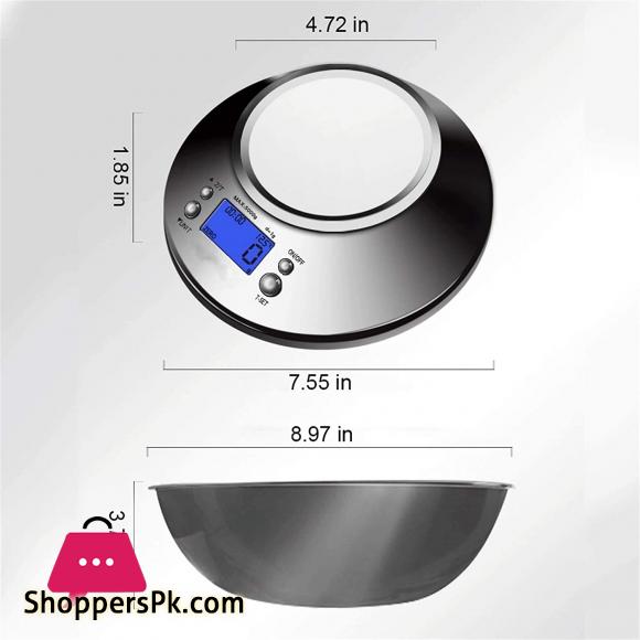WWL Digital Kitchen Scale High Accuracy 11lb/5kg Food Scale With Removable Bowl Stainless Steel Kitchen Scales Load Bearing : 5Kg