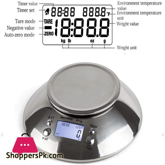 WWL Digital Kitchen Scale High Accuracy 11lb/5kg Food Scale With Removable Bowl Stainless Steel Kitchen Scales Load Bearing : 5Kg