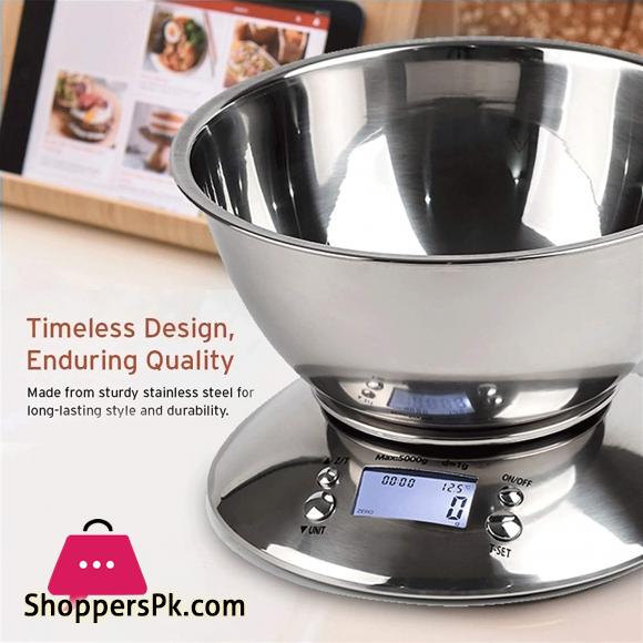 WWL Digital Kitchen Scale High Accuracy 11lb/5kg Food Scale With Removable Bowl Stainless Steel Kitchen Scales Load Bearing : 5Kg