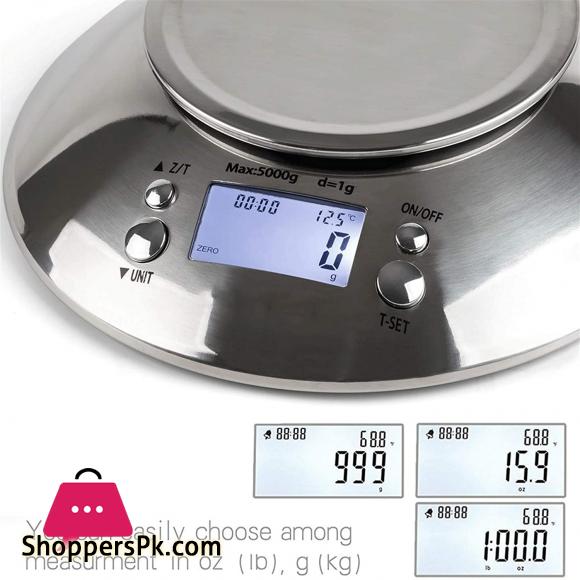 WWL Digital Kitchen Scale High Accuracy 11lb/5kg Food Scale With Removable Bowl Stainless Steel Kitchen Scales Load Bearing : 5Kg