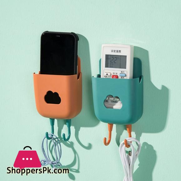 Wall Mounted Organizer Storage Box Mobile Phone Plug Holder Container With Hook Air Conditioner Remote Control Storage Case