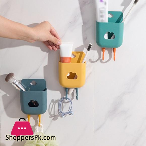 Wall Mounted Organizer Storage Box Mobile Phone Plug Holder Container With Hook Air Conditioner Remote Control Storage Case