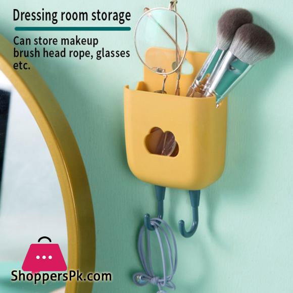 Wall Mounted Organizer Storage Box Mobile Phone Plug Holder Container With Hook Air Conditioner Remote Control Storage Case