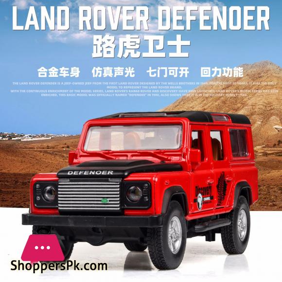 1:32 Diecast Alloy Car Toy SUV Lands Rovers Defender Classic Metal Toy Vehicle Model Children Gift Music Light Pull Back Car