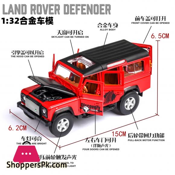 1:32 Diecast Alloy Car Toy SUV Lands Rovers Defender Classic Metal Toy Vehicle Model Children Gift Music Light Pull Back Car