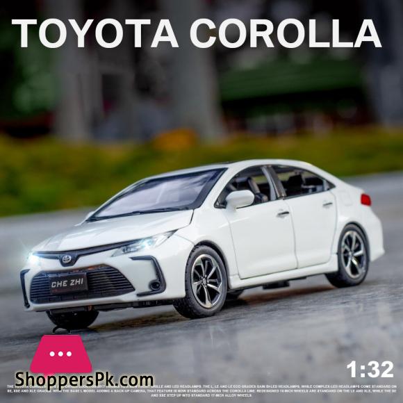 1:32 Scale Diecast Metal Toy Car Model Toyota Corolla Hybrid Pull Back Sound Light Educational Collection Gift 6 Doors Openable