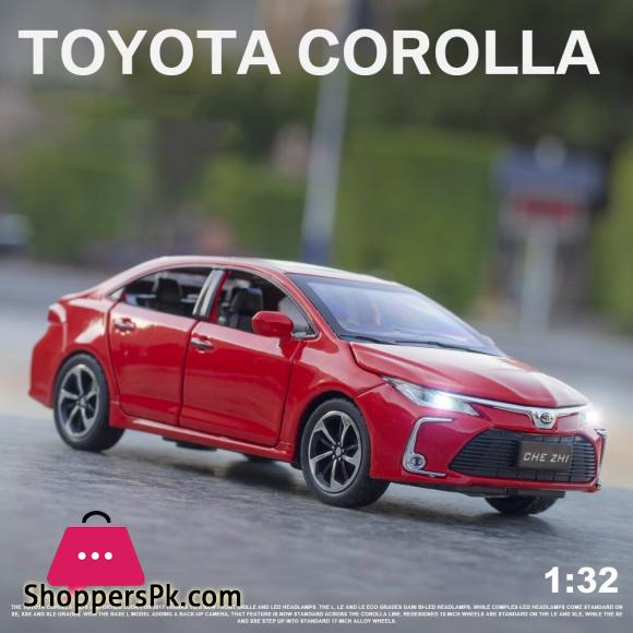 1:32 Scale Diecast Metal Toy Car Model Toyota Corolla Hybrid Pull Back Sound Light Educational Collection Gift 6 Doors Openable
