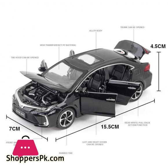 1:32 Scale Diecast Metal Toy Car Model Toyota Corolla Hybrid Pull Back Sound Light Educational Collection Gift 6 Doors Openable