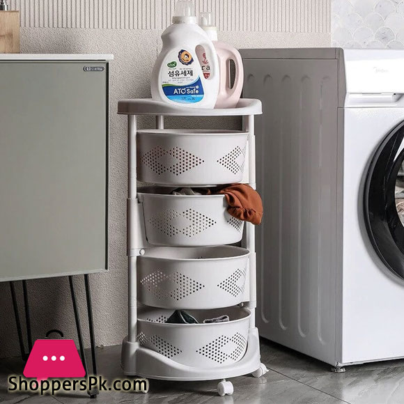 4 Tier Storage Rack-Rotating Vegetable Rack Floor-Standing Multi-Layer Kitchen Storage Rack Kitchen Storage Rack