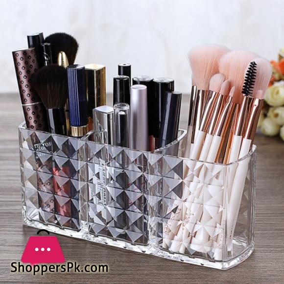 Acrylic Cosmetic Storage Box Makeup Brush Holder Organizer Lipstick Eyebrow Pencil Bathroom Storage Display Stand Diamond