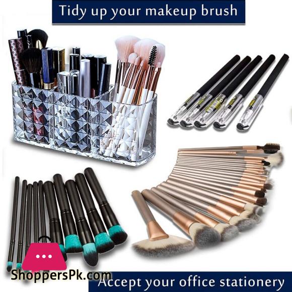 Acrylic Cosmetic Storage Box Makeup Brush Holder Organizer Lipstick Eyebrow Pencil Bathroom Storage Display Stand Diamond